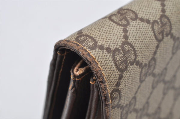 Authentic GUCCI 2Way Shoulder Clutch Bag Purse GG PVC Leather Brown 3197I