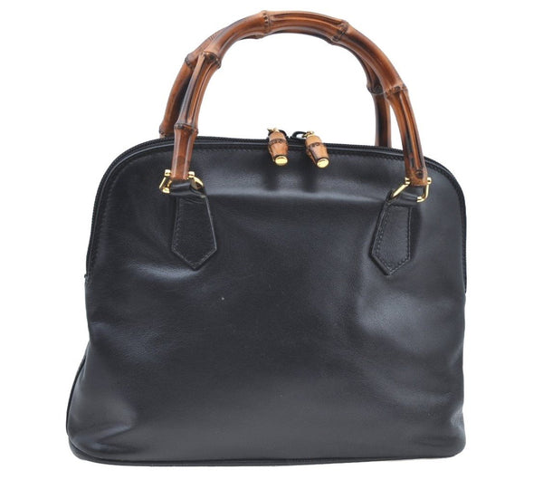Authentic GUCCI Bamboo 2Way Shoulder Hand Bag Purse Leather Black Junk 3198G