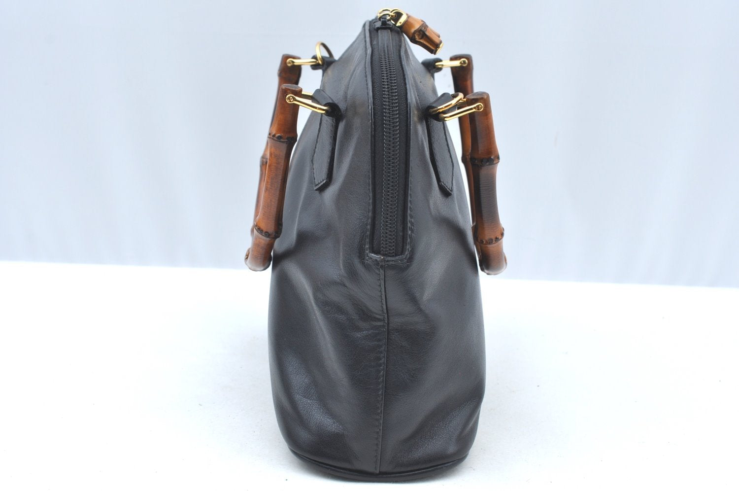 Authentic GUCCI Bamboo 2Way Shoulder Hand Bag Purse Leather Black Junk 3198G