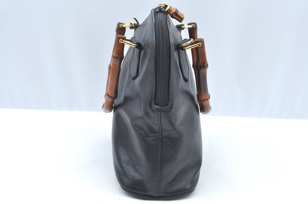 Authentic GUCCI Bamboo 2Way Shoulder Hand Bag Purse Leather Black Junk 3198G