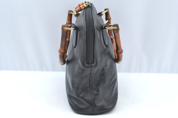 Authentic GUCCI Bamboo 2Way Shoulder Hand Bag Purse Leather Black Junk 3198G