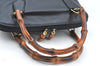 Authentic GUCCI Bamboo 2Way Shoulder Hand Bag Purse Leather Black Junk 3198G