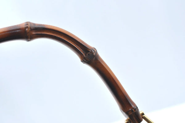 Authentic GUCCI Bamboo 2Way Shoulder Hand Bag Purse Leather Black Junk 3198G