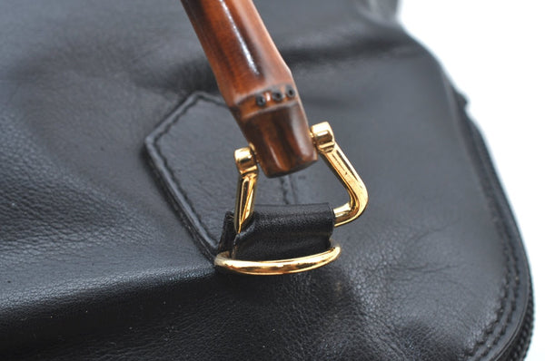 Authentic GUCCI Bamboo 2Way Shoulder Hand Bag Purse Leather Black Junk 3198G