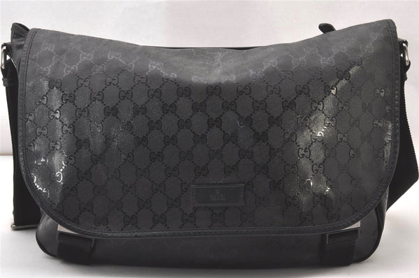 Auth GUCCI GG Imprime Shoulder Cross Bag GG PVC Leather 201725 Black Junk 3199I