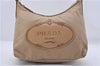 Authentic PRADA Nylon Enamel Logo Shoulder Bag Beige 3200D