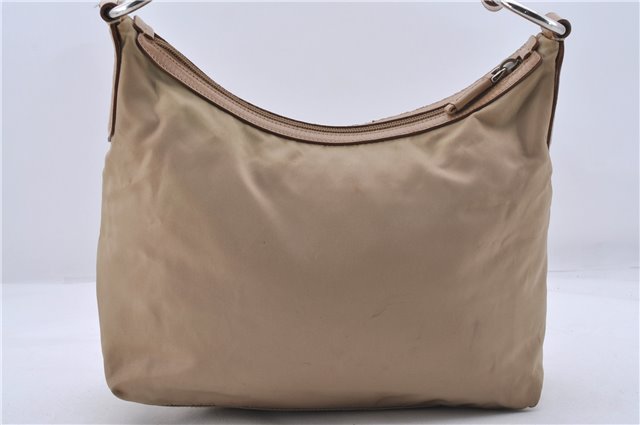 Authentic PRADA Nylon Enamel Logo Shoulder Bag Beige 3200D