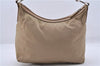 Authentic PRADA Nylon Enamel Logo Shoulder Bag Beige 3200D