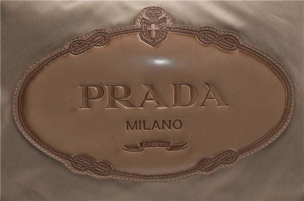 Authentic PRADA Nylon Enamel Logo Shoulder Bag Beige 3200D