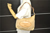 Authentic PRADA Nylon Enamel Logo Shoulder Bag Beige 3200D