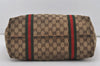 Authentic GUCCI Web Sherry Line Tote Bag GG Canvas Leather 139260 Brown 3200I