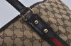 Authentic GUCCI Web Sherry Line Tote Bag GG Canvas Leather 139260 Brown 3200I