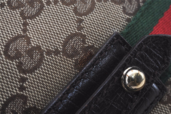 Authentic GUCCI Web Sherry Line Tote Bag GG Canvas Leather 139260 Brown 3200I