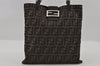 Authentic FENDI Zucca Vintage Shoulder Tote Bag Canvas Leather Brown Black 3201I