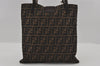 Authentic FENDI Zucca Vintage Shoulder Tote Bag Canvas Leather Brown Black 3201I