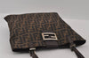 Authentic FENDI Zucca Vintage Shoulder Tote Bag Canvas Leather Brown Black 3201I