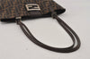 Authentic FENDI Zucca Vintage Shoulder Tote Bag Canvas Leather Brown Black 3201I