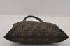 Authentic FENDI Zucca Vintage Shoulder Tote Bag Canvas Leather Brown Black 3201I