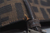 Authentic FENDI Zucca Vintage Shoulder Tote Bag Canvas Leather Brown Black 3201I