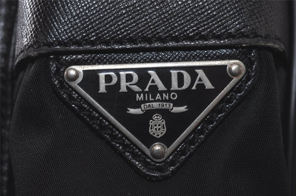 Authentic PRADA Nylon Tessuto Saffiano Leather Shoulder Cross Bag Black 3202I