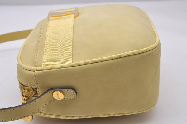 Authentic Salvatore Ferragamo Vara Shoulder Cross Bag Suede Leather Yellow 3204I