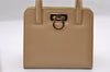 Authentic Salvatore Ferragamo Gancini Leather 2Way Shoulder Hand Bag Beige 3205I