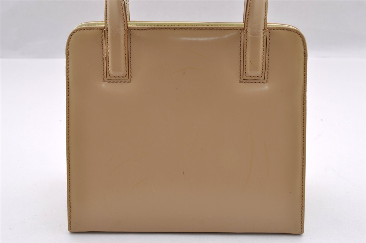 Authentic Salvatore Ferragamo Gancini Leather 2Way Shoulder Hand Bag Beige 3205I