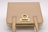 Authentic Salvatore Ferragamo Gancini Leather 2Way Shoulder Hand Bag Beige 3205I