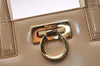 Authentic Salvatore Ferragamo Gancini Leather 2Way Shoulder Hand Bag Beige 3205I