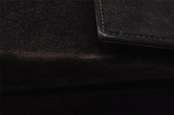 Authentic Salvatore Ferragamo Gancini Suede Leather 2Way Hand Bag Black 3206I