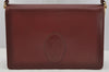 Authentic Cartier Must de Cartier Leather Shoulder Cross Bag Bordeaux Red 3207I