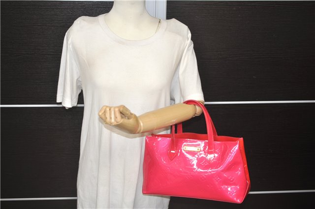 Authentic Louis Vuitton Vernis Wilshire PM Hand Bag Red Pink Bi-Color LV 3208D