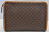 Authentic CELINE Macadam Blason Pattern Clutch Hand Bag PVC Leather Brown 3208I