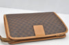 Authentic CELINE Macadam Blason Pattern Clutch Hand Bag PVC Leather Brown 3208I