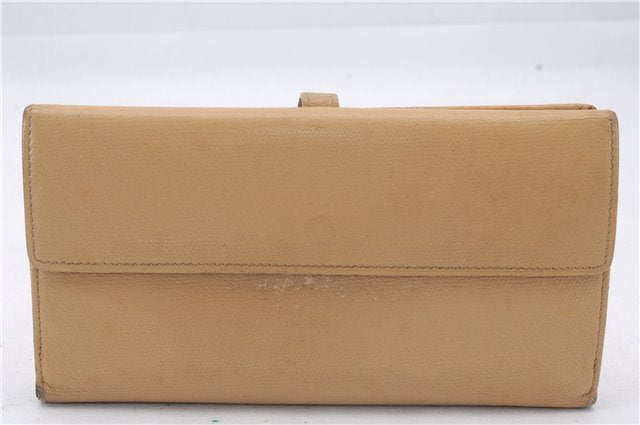 Authentic CHANEL Calf Skin CoCo Button Long Wallet Purse Beige 3211D