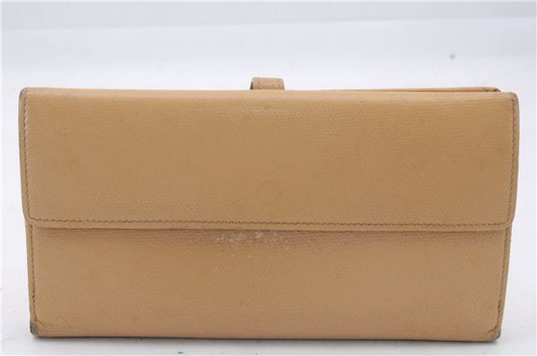 Authentic CHANEL Calf Skin CoCo Button Long Wallet Purse Beige 3211D