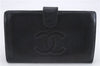 Authentic CHANEL Caviar Skin CC Logo Bifold Wallet Purse Black 3213D