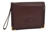 Authentic Cartier Must de Cartier Clutch Hand Bag Leather Bordeaux Red 3213I