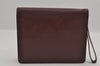 Authentic Cartier Must de Cartier Clutch Hand Bag Leather Bordeaux Red 3213I