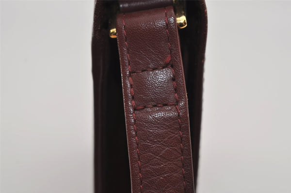 Authentic Cartier Must de Cartier Clutch Hand Bag Leather Bordeaux Red 3213I