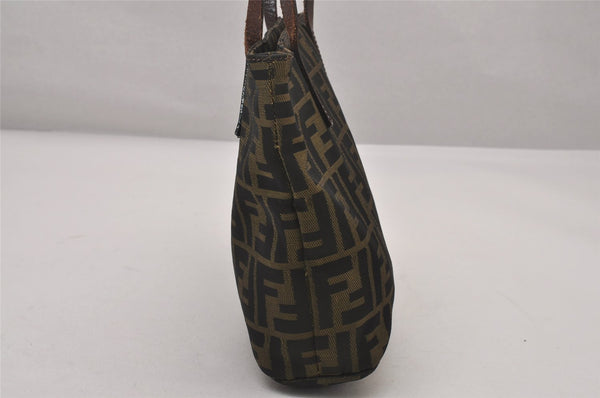 Authentic FENDI Zucca Shoulder Tote Bag Nylon Leather Purse Brown 3215I