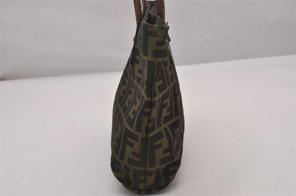 Authentic FENDI Zucca Shoulder Tote Bag Nylon Leather Purse Brown 3215I