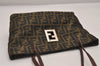 Authentic FENDI Zucca Shoulder Tote Bag Nylon Leather Purse Brown 3215I