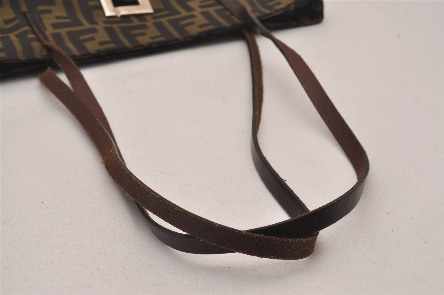Authentic FENDI Zucca Shoulder Tote Bag Nylon Leather Purse Brown 3215I