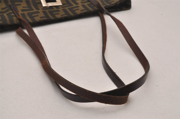 Authentic FENDI Zucca Shoulder Tote Bag Nylon Leather Purse Brown 3215I