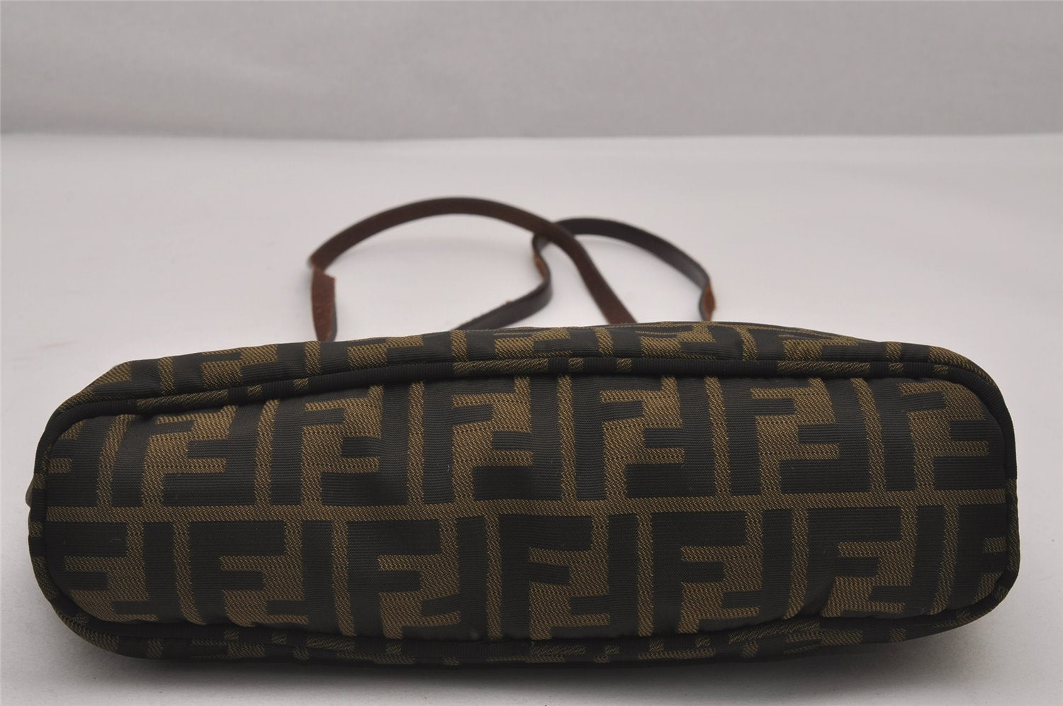 Authentic FENDI Zucca Shoulder Tote Bag Nylon Leather Purse Brown 3215I