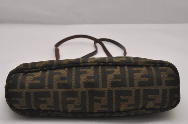 Authentic FENDI Zucca Shoulder Tote Bag Nylon Leather Purse Brown 3215I