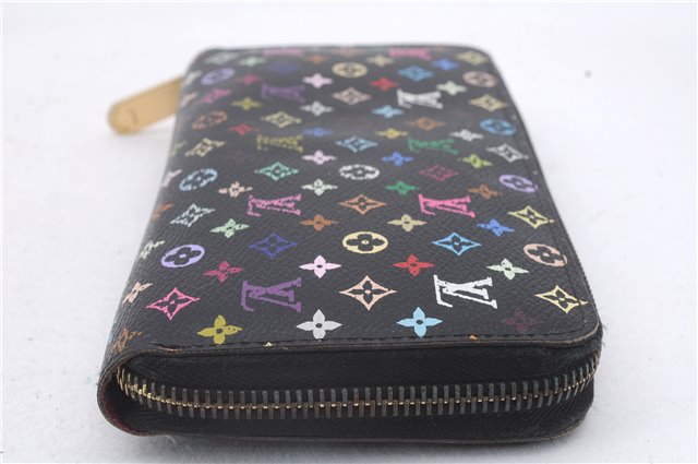 Auth Louis Vuitton Monogram Multicolor Zippy Wallet Purse Black M60243 Box 3217D