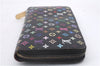 Auth Louis Vuitton Monogram Multicolor Zippy Wallet Purse Black M60243 Box 3217D