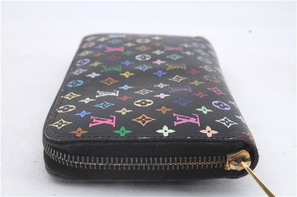 Auth Louis Vuitton Monogram Multicolor Zippy Wallet Purse Black M60243 Box 3217D